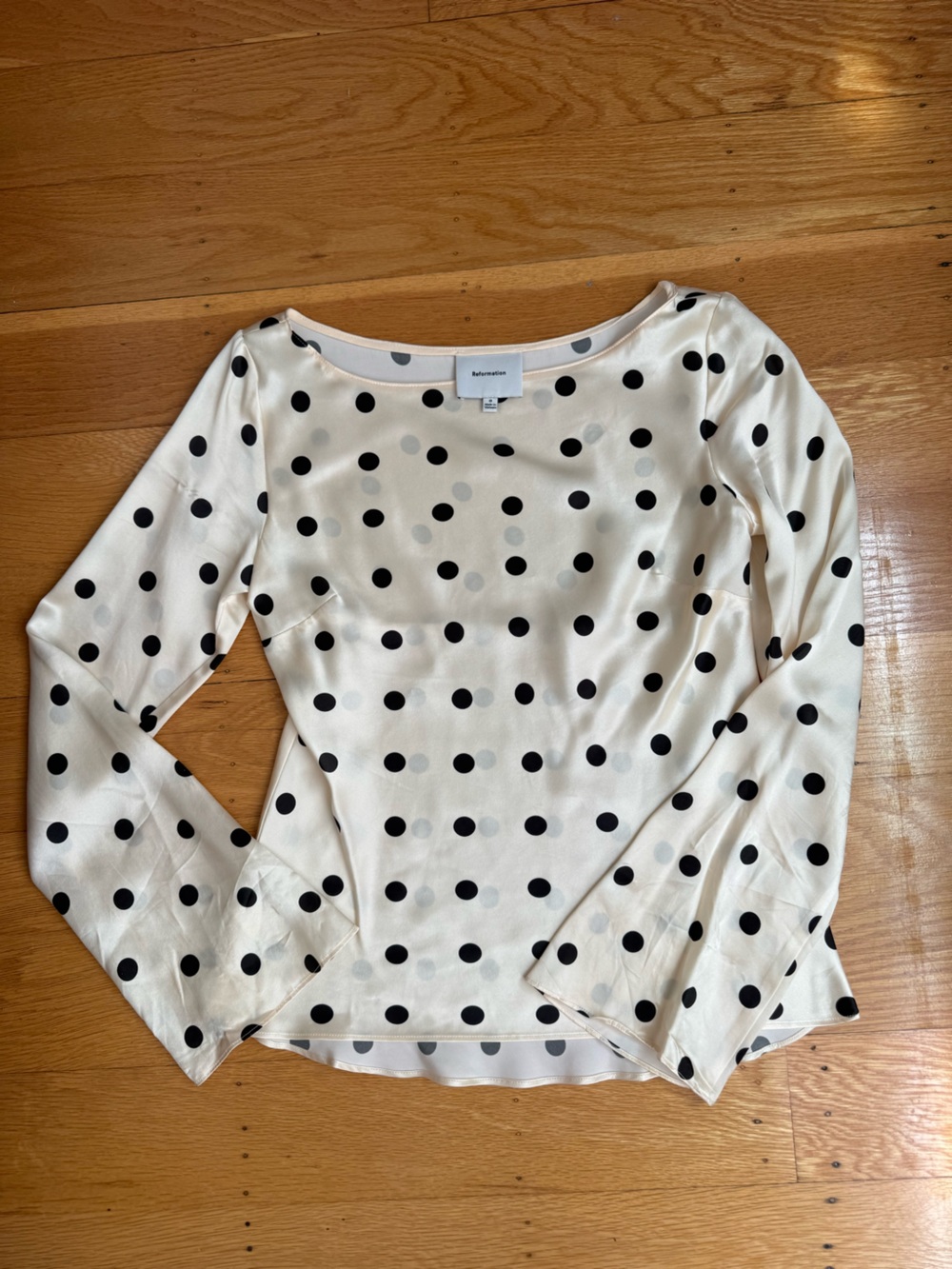 Reformation Polka Dot Long-Sleeve Top
